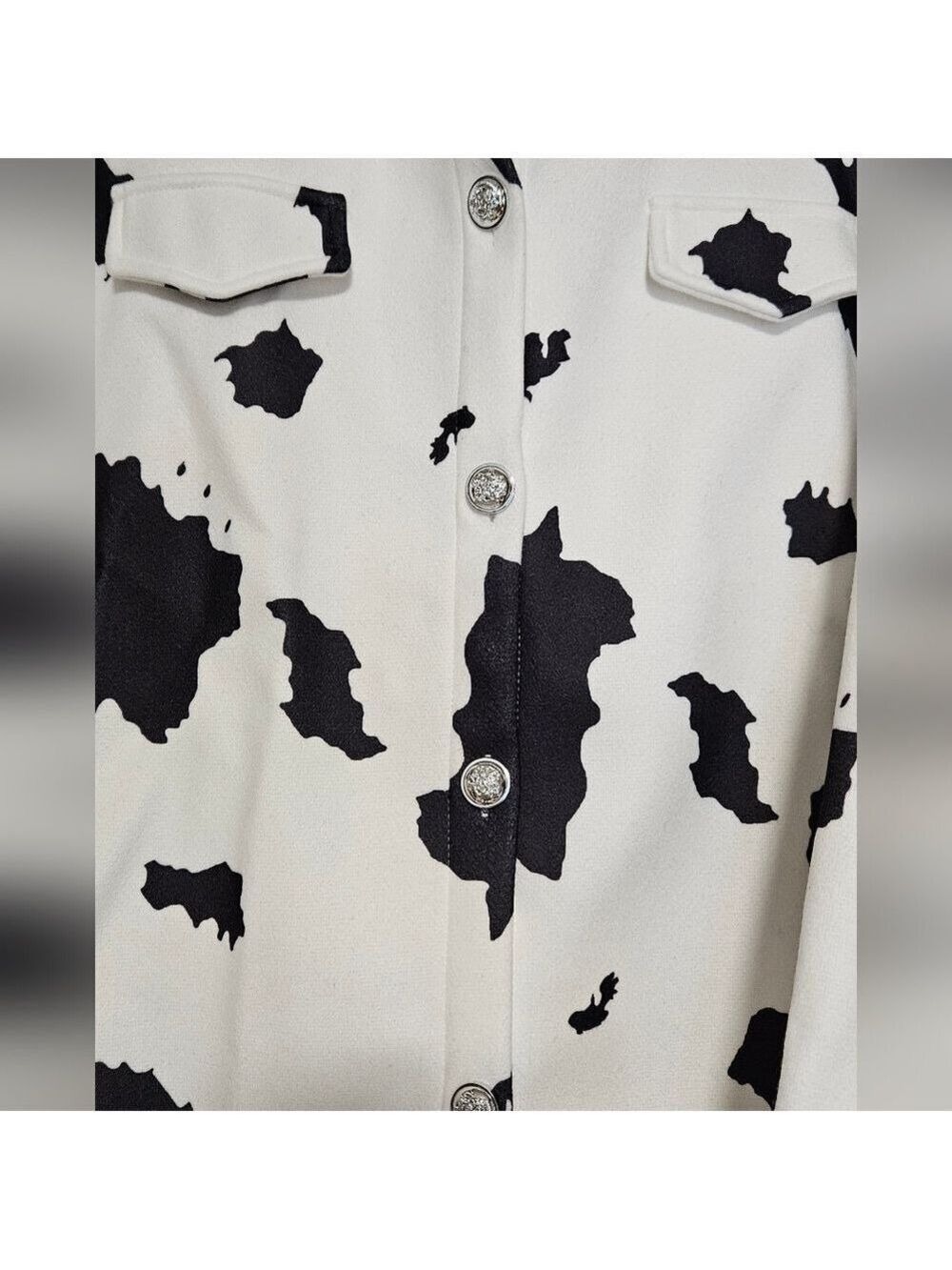 Western Black and White Cow Print Jacket Women's 2XL - Picture 3 of 7